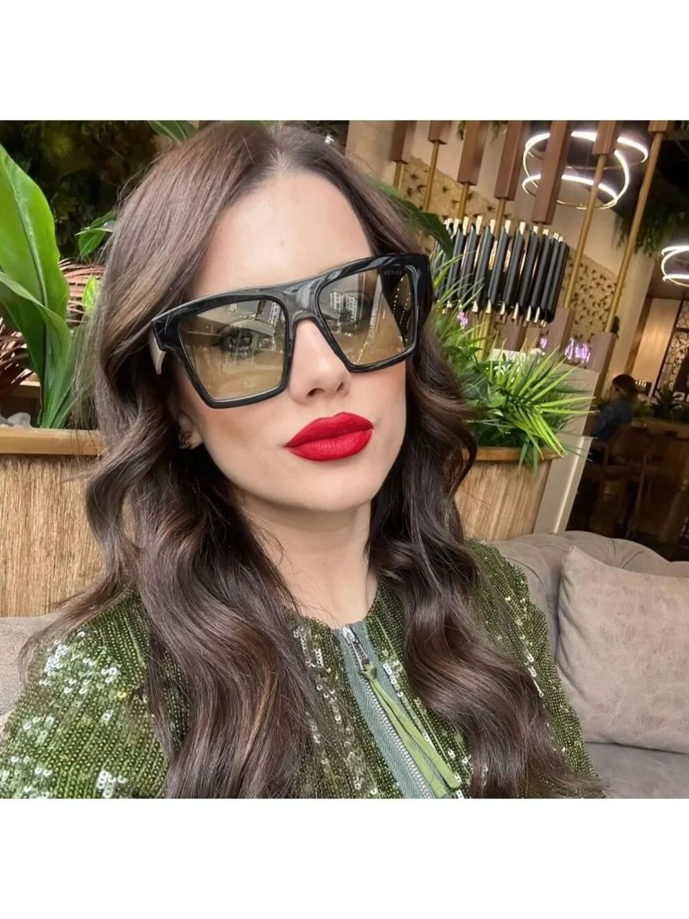 Gucci GG0962S 014 Square Unisex Sunglasses - Purple / Green